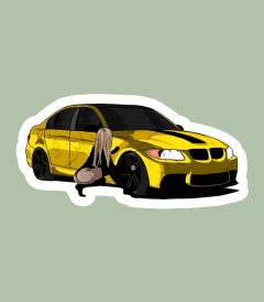 استیکر ژله ای طرح BMW طلایی